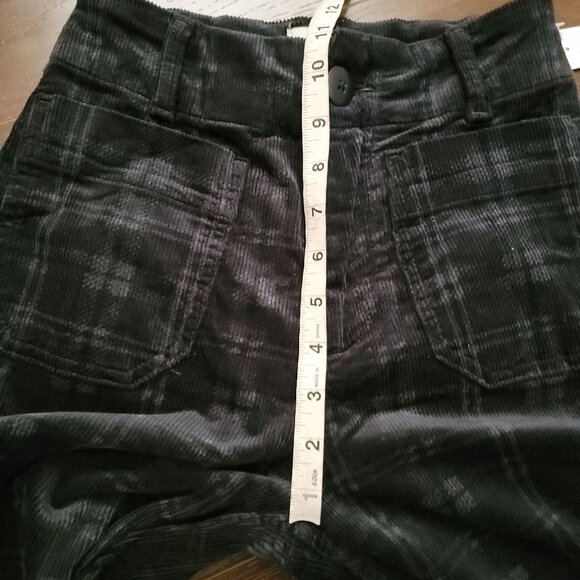 Anthropologies Maeve Colette Cropped Wide Leg Corduroy Pants Womens 24 Plaid - Picture 6 of 8
